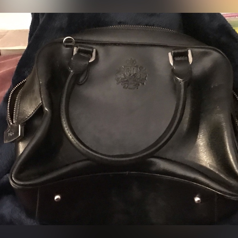 Lauren Ralph Lauren Newbury double zip satchel black. Tote handbag purse